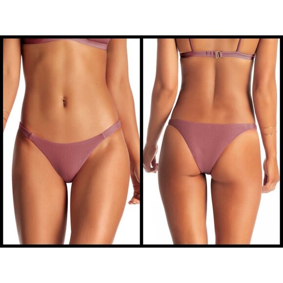 💕VITAMIN A💕 Rose Rib Bikini Set Havana Top + Carmen Bottom Dusty Rose 10 L NWT - Picture 3 of 16
